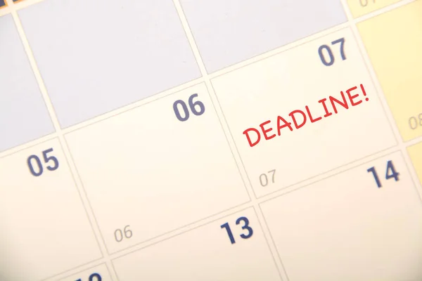 A calender with text DEADLINE refers to a specific date or time set on a calendar by which a task, project, payment, submission, or action needs to be completed or accomplished