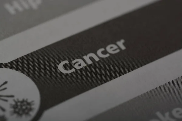 Закройте Глаза Слово Cancer Cancer Группа Заболеваний Характеризующихся Неконтролируемым Ростом — стоковое фото