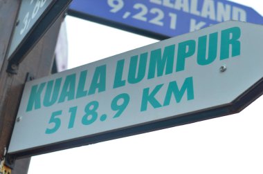 Close-up shots of directional signs pointing towards the enchanting destinations of the Kuala Lumpur clipart