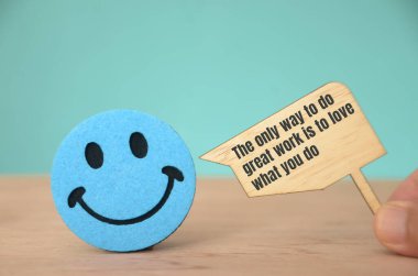 the smiley face and the motivational quote emphasizes the connection between a positive mindset and career satisfaction. clipart