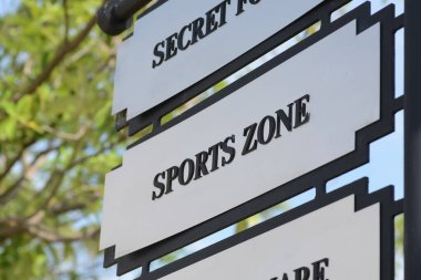 View of the sports zone signboard at the park. clipart