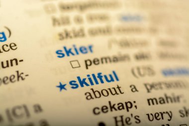 Resim, sözlük sayfasının maviyle vurgulanmış 