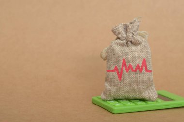 Tıbbi Masraflar Konsepti: ECG Çuval ve Hesaplayıcı Sağlık Hizmetleri Bütçesi ve Mali Planlamayı Yansıtıyor