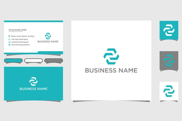 Clean Carta Logotipo Hexágono Sinal Design Minimalista Com Cartão Visita — Vetor de Stock