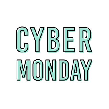 Siber Pazartesi pankartı. Terfi için minimalist metin, haber bülteni, sosyal medya. Vektör illüstrasyonu, düz tasarım