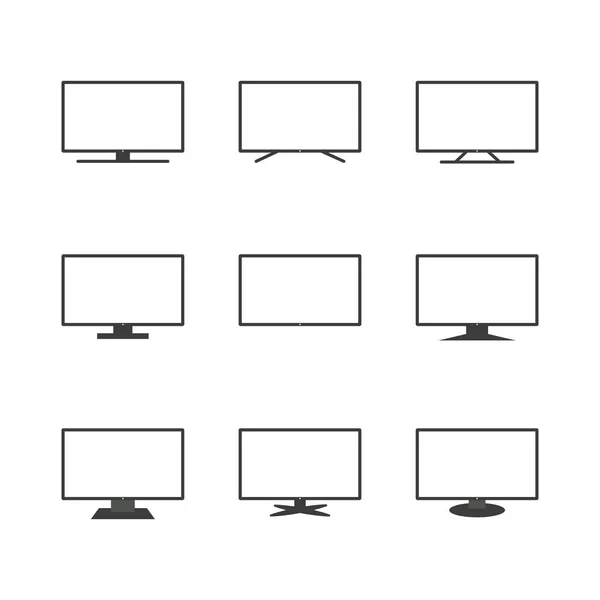 Smart Icon Set Schwarze Linie Bildschirme Isoliert Auf Weißem Hintergrund — Stockvektor