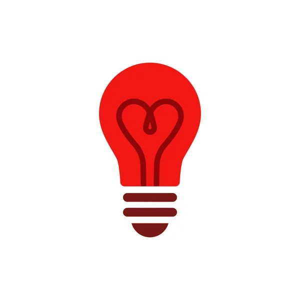 Light Bulb Icon Isolated Electric Lamp White Background Heart Filament — Stock Vector