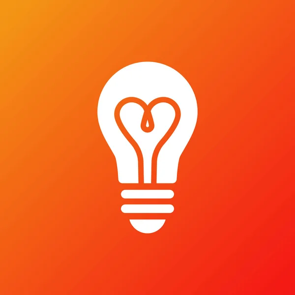 Light Bulb Icon Isolated Electric Lamp Gradient Background Heart Filament — Stock Vector