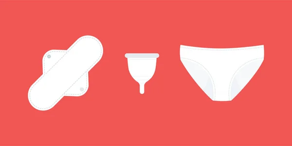Zero Waste Feminine Hygiene Products Sustainable Products Cloth Menstrual Pad — Stockvektor