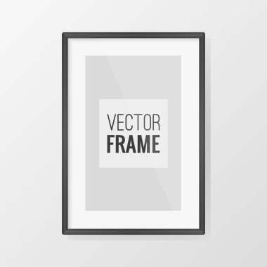 Siyah çerçeve tasarımı. Resim, duvar sanatı, portföy için. Vektör illüstrasyonu, düz tasarım