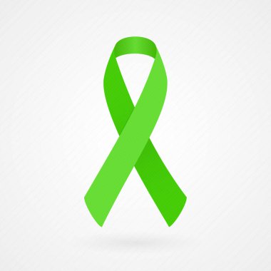 Lime Awareness Ribbon. Fabric texture. Vector illustration, flat design