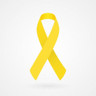 Yellow awareness ribbon. Fabric texture. Vector illustration, flat design