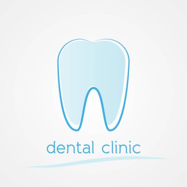 Diş sağlığı kliniği logosu. Diş azı dişi simgesi. Vektör illüstrasyonu, düz tasarım