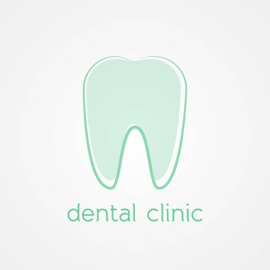 Diş sağlığı kliniği logosu. Diş azı dişi simgesi. Vektör illüstrasyonu, düz tasarım