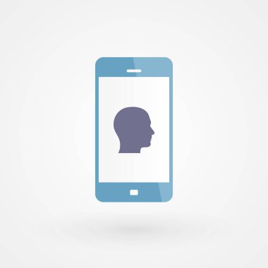 Akıllı telefon ve kafa. Akıl sağlığı kavramı. Vektör illüstrasyonu, düz tasarım