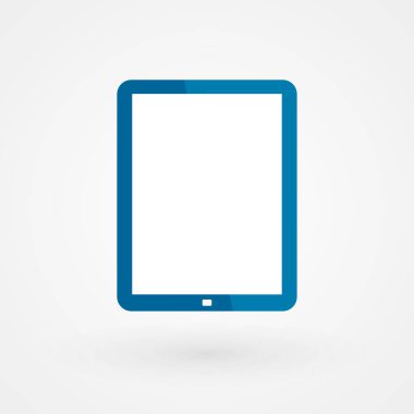 Aygıt simgesi: Mavi tablet. Boş ekran. Vektör illüstrasyonu, düz tasarım