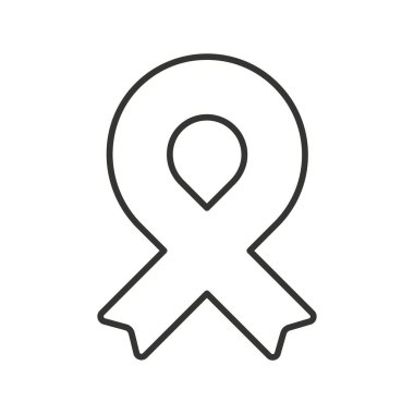 Farkındalık kurdelesi. Beyaz renk. Siyah özet. Geometrik şekil. Vektör illüstrasyonu, düz tasarım