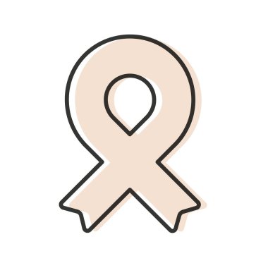 Awareness ribbon. Black outline. Cream color. Geometrical shape. Vector illustration, flat design