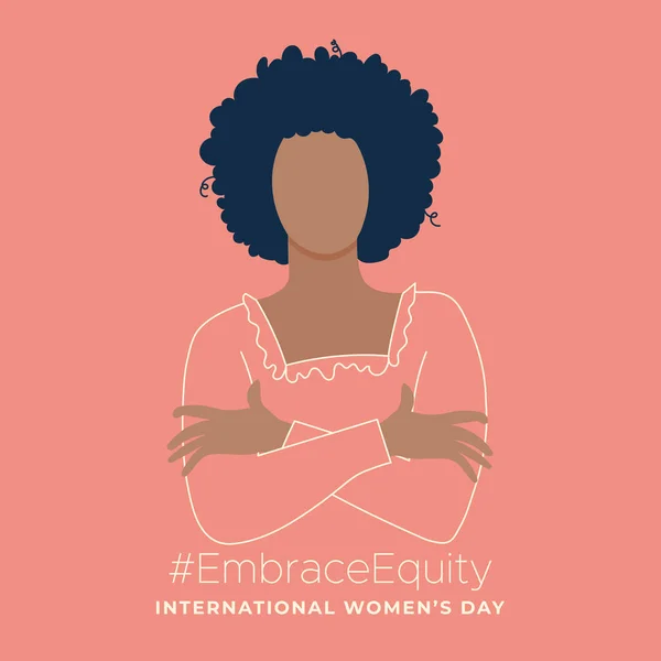 Международный Женский День Марта Портрет Женщины Женщина Обнимает Себя Embraceequity — стоковый вектор
