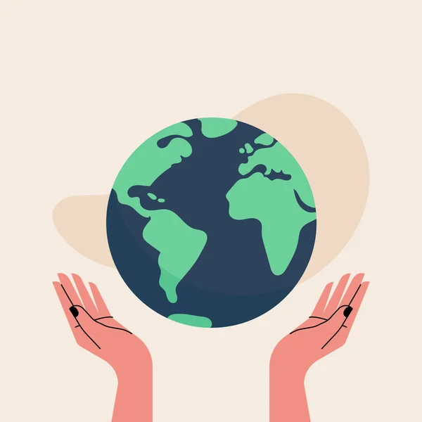 Mãos Para Cima Detém Globo Mundial Conceito Sustentabilidade Dia Terra — Vetor de Stock