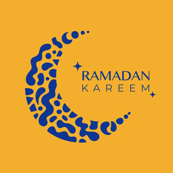 Ramadan Kareem Gratulationskort Med Måne Och Stjärnor Vektorillustration Platt Design — Stock vektor