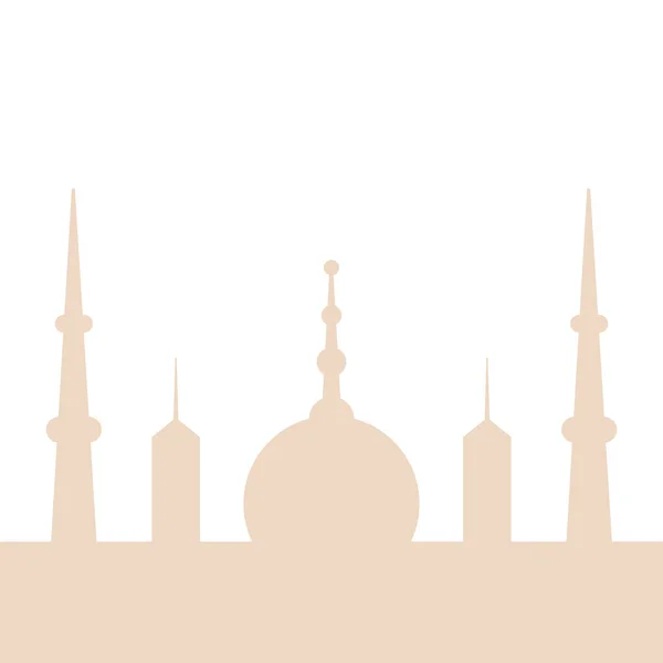 ミナレットとモスクのシルエット ベージュの色 ベクトルイラスト 平面デザイン — ストックベクタ