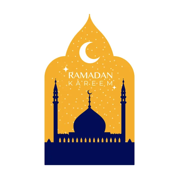 Ramadan Kareem Atap Matahari Terbenam Dengan Kubah Masjid Bulan Dan - Stok Vektor