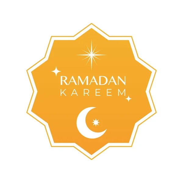 Ramadan Kareem Stjärnemblem Med Text Måne Och Stjärnor Vektorillustration Platt — Stock vektor