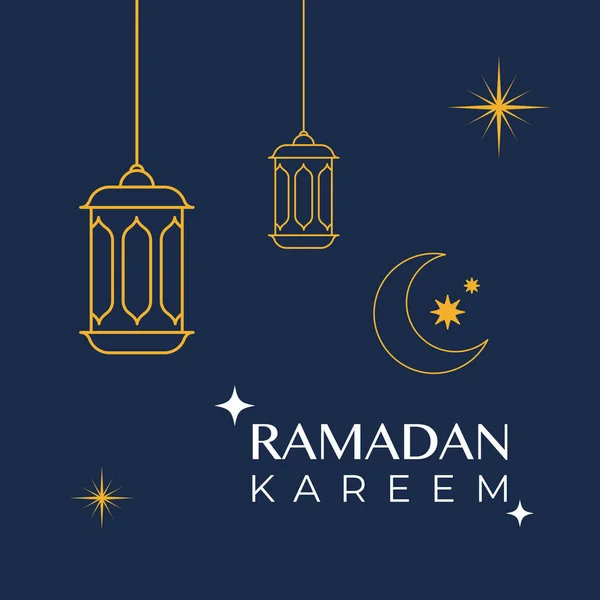 Ramadan Kareem Kartu Ucapan Dengan Lampu Gantung Vektor Ilustrasi Desain - Stok Vektor