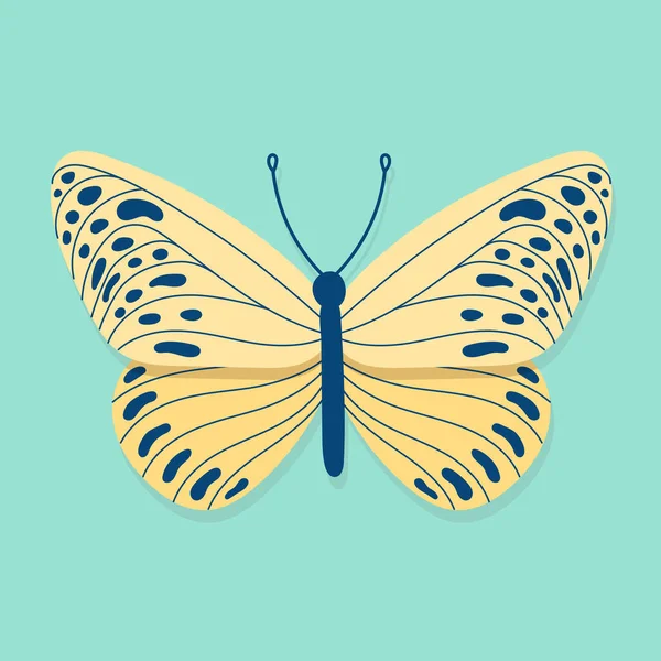 Farfalla Gialla Blu Vista Dall Alto Ispirazione Primaverile Illustrazione Vettoriale — Vettoriale Stock