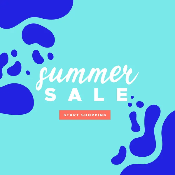 Summer Sale Abstract Organic Wavy Shapes Background Social Media Post — Stock Vector