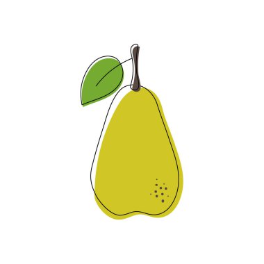 Armut eli çizilmiş. Soyut şekilli meyve ilham kaynağı. Vektör illüstrasyonu, düz tasarım