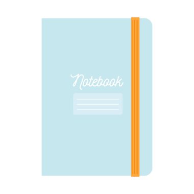 Lastik bantlı defter. Okula dönelim. Vektör illüstrasyonu, düz tasarım