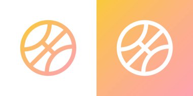 Basketbol topu. Asgari gradyan simgesi. Okula dönelim. Vektör illüstrasyonu, düz tasarım