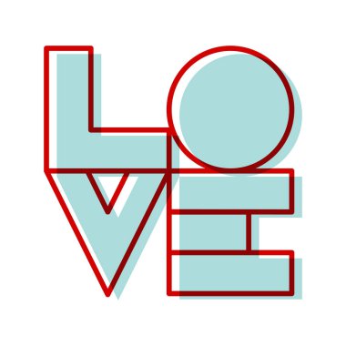 Aşk kelimesi el yazısı ile yazılmış. Şefkat, sadakat, nezaket sembolü. Vektör illüstrasyonu, düz tasarım