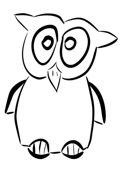 Owl Silhouete Black White Crazy Fun Vector Illustration — Stock Vector
