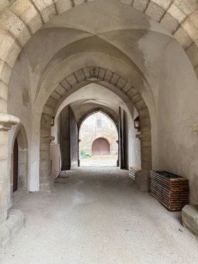 Horsovsky Tyn Şatosu 13. yüzyılın yarısında kuruldu. 1547 'de büyüleyici bir Rönesans kalesi olarak yeniden inşa edildi. Çek Cumhuriyeti. Yüksek kalite fotoğraf