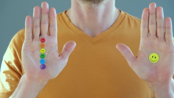 Mens Hands Colored Emojis Colors Lgbt Flag Friendly Waving Hello — Wideo stockowe