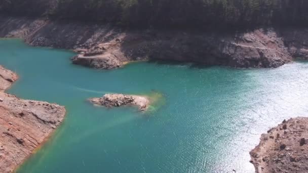 Aerial View Bridge Beautiful Canyon River Turquoise Fresh Water Nature — Stock Video