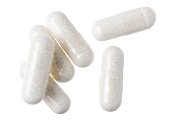 Capsules Médicales Gel Blanc Groupe Pilules Suppléments Vitaminiques Médicaments Pour — Photo