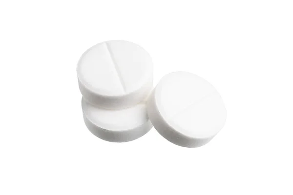 Vita Runda Piller Grupp Läkemedel Och Tabletter För Behandling Isolerade — Stockfoto