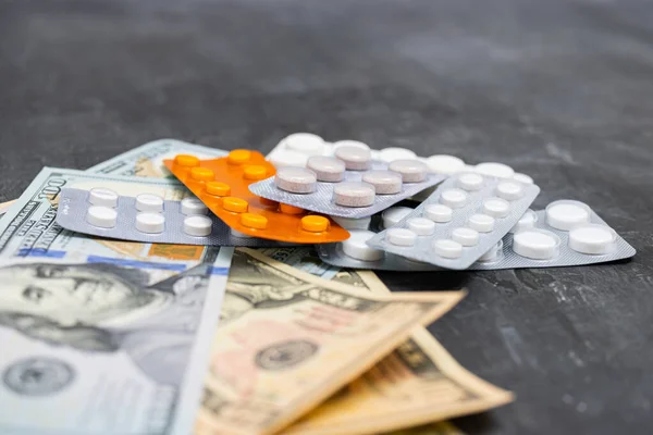 Blisterförpackningar Med Tabletter Eller Piller Antibiotika Smärtstillande Eller Läkemedel Och — Stockfoto