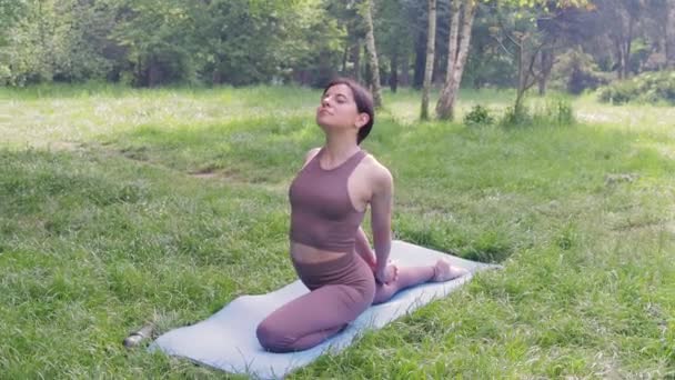 Young Attractive Sporty Woman Practicing Yoga Asana Outdoors Workout Morning — Stock Video