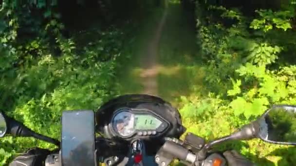 Moto Basse Vitesse Sur Route Sentier Terre Moto Aventure Voyageant — Video