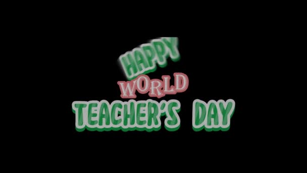 世界教師の日に3Dアニメーションイントロおめでとう — ストック動画