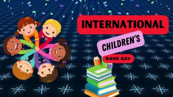 Enfant Livre Éducation International Enfant Bibliothèque Littérature Lire Fond Célébrer — Video