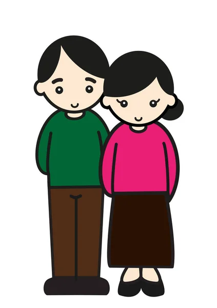 Cute Happy Couple Illustration — Stock Photo, Image