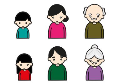 Düz stili olan bir grup güzel kız. vektör illüstrasyonu