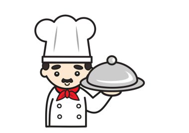 cute chef has a tray