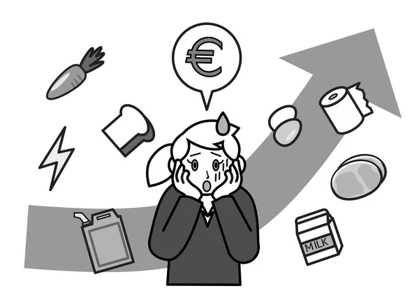 worried european woman and inflation